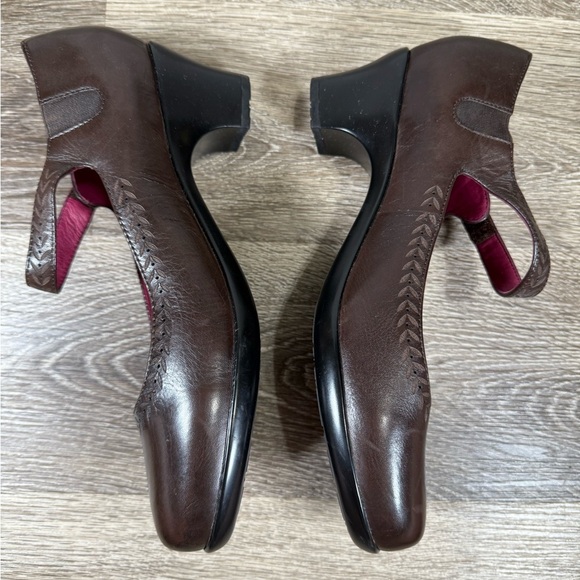 Abeo Shoes Women Sz9.5 Brown 2" Heel Mary Jane Velcro Strap Closure Orthotic - Picture 2 of 5
